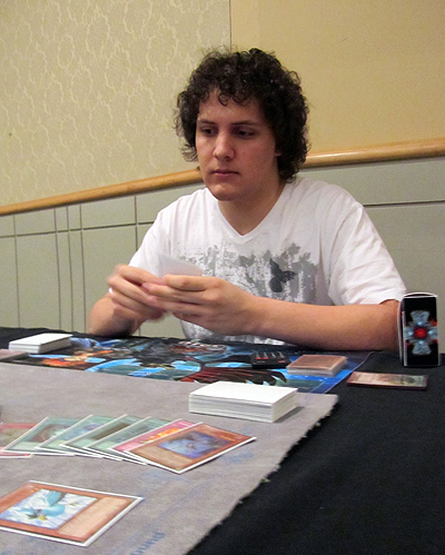 Martin chips away at Constantine's Life Points with Debris Dragon to win the first Duel