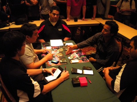 Left to right: Andres Oleas (Paper Team Lead - Ecuador), Hector Delgado (Champion - Peru), Fab Gil (Head Judge - Ecuador), Jorge Garcia (Runner-Up - Ecuador), Alex Medina (Assistant Head Judge - Peru)