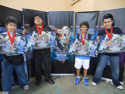 Dragon Duel 1 (Left to Right) Hugo Escobar (3rd - Guatemala - Blackwings), Gabriel Canas (1st - Guatemala - Dragons), Alex Miller (2nd - Guatemala - Hieratics), Klaus Rottmann (4th - Guatemala - HEROs)