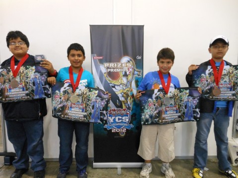 Dragon Duel 2 (Left to Right) Gabriel Canas (3rd Place - Guatemala - Dragons), Diego Diaz (1st Place - Guatemala - Dark World), Hugo Escobar (2nd Place - Guatemala - Blackwings), Kelvin Reyes (4th Place - Classic)
